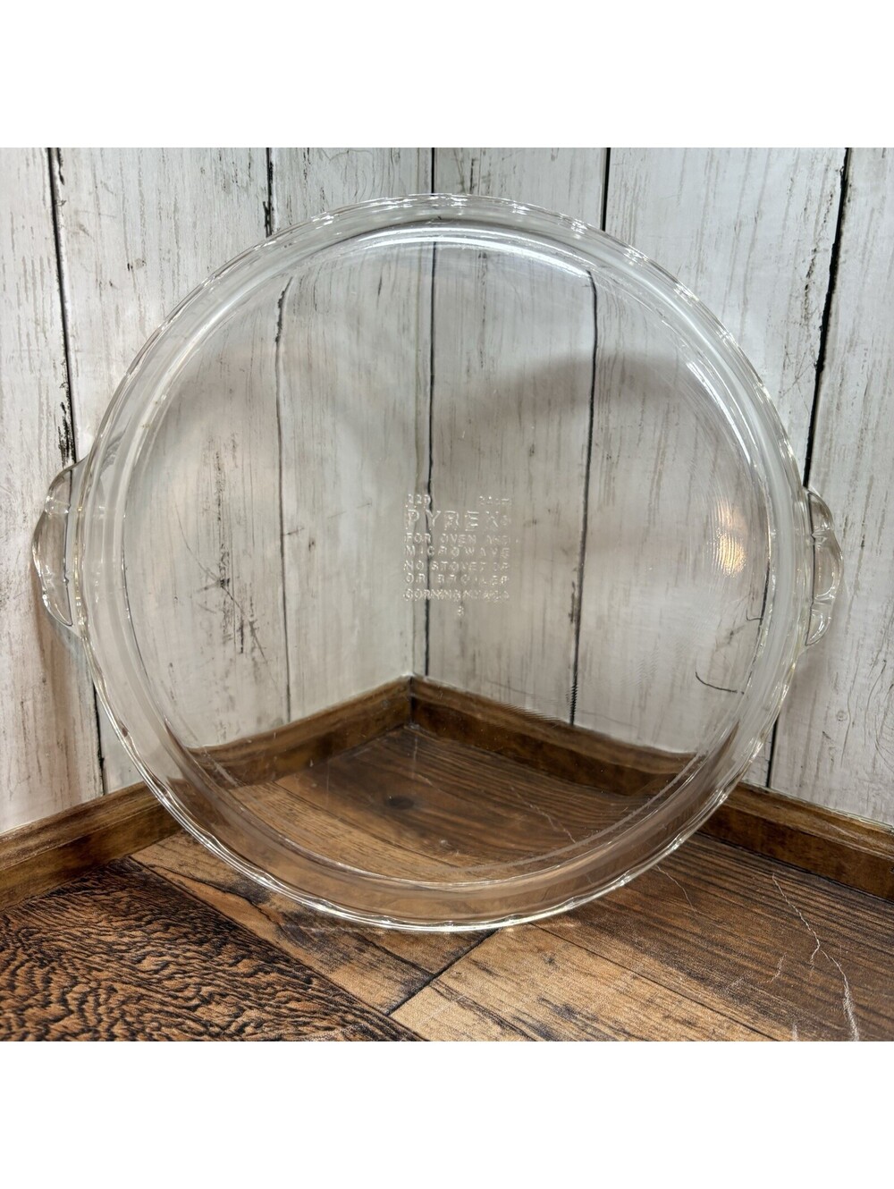 Vintage PYREX #229 Crimp Edge Clear Glass Deep Pie Dish 9.5” 23Cm Handles USA